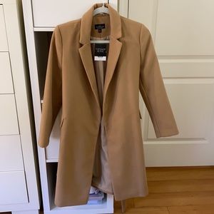 Topshop Petite Camel Belted Wool Coat